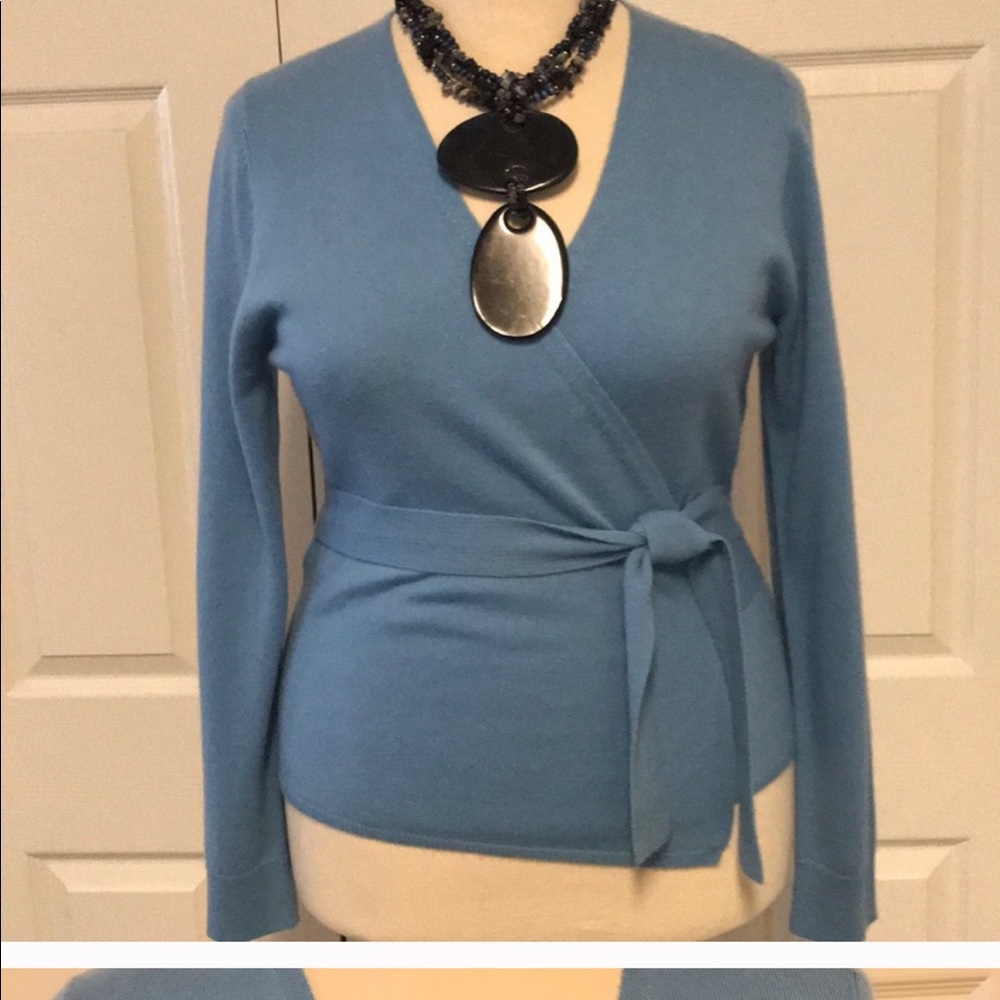Diane von Furstenberg Blue Wrap Sweater